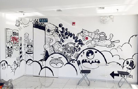 诸暨手绘墙并非传统涂鸦。